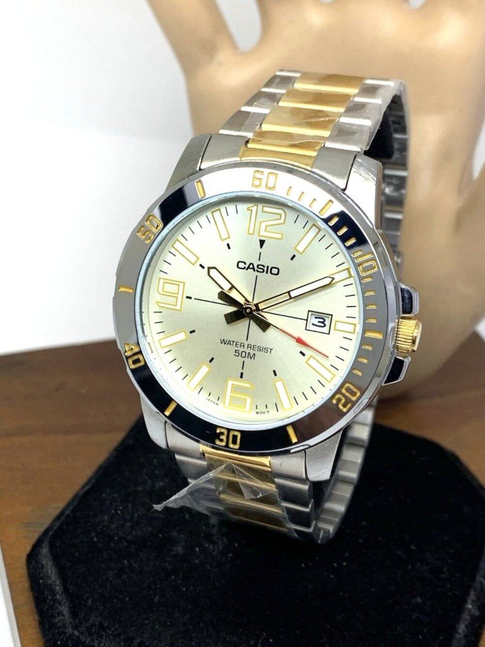 Casio Men's Watch MTP-VD01 Quartz 43mm Gold Dial Two Tone Stainless Steel 5058